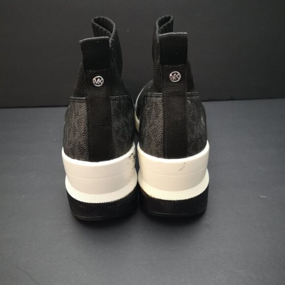 Michael Kors Ladies Size 6.5 Black & White Wedge Pull On Style Sock Booties - Picture 4 of 11